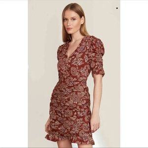 VERONICA BEARD Josephine Ruched Floral Dress